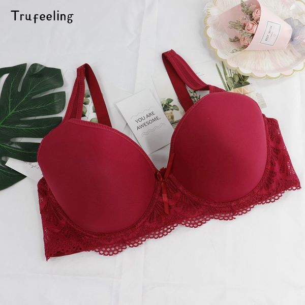 

trufeeling seamless bras for women push up bras plus size brassiere c d dd e cup smooth underwear bra women lingerie, Red;black