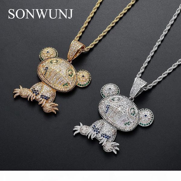 

bling bling frog pendant brass micro pave with cz stones necklace jewelry hip hop cn080, Silver