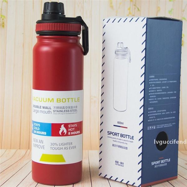 

25oz water bottle stainless steel tumbler vacuum insulated thermos flask wide mouth with leak proof flex cap