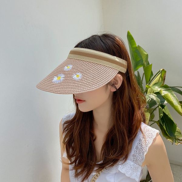 

sun big brim sun-proof korean foreign style parent-child empty straw straw hat hat mother and daughter summer, Blue;gray