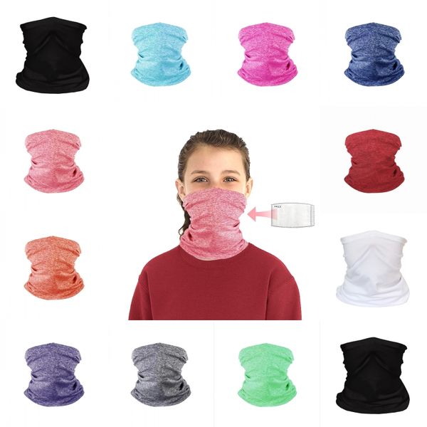 

dhl shipping bandana scarf for kids protective face shield children neck gaiter with safety filter multi-purpose mask sports headwear b79f, Black