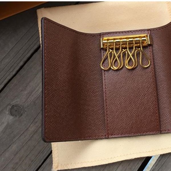 

key holder pink key wallets leather keychain bag women men classic key holders cover card ring coin with box hbe9, Red;blue