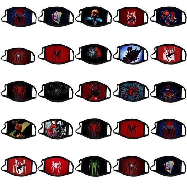 

spider-man spiderman super hero designer cute kid face mask party cosplay reusable dust washable windproof 8 children cotton masks hskis, Black