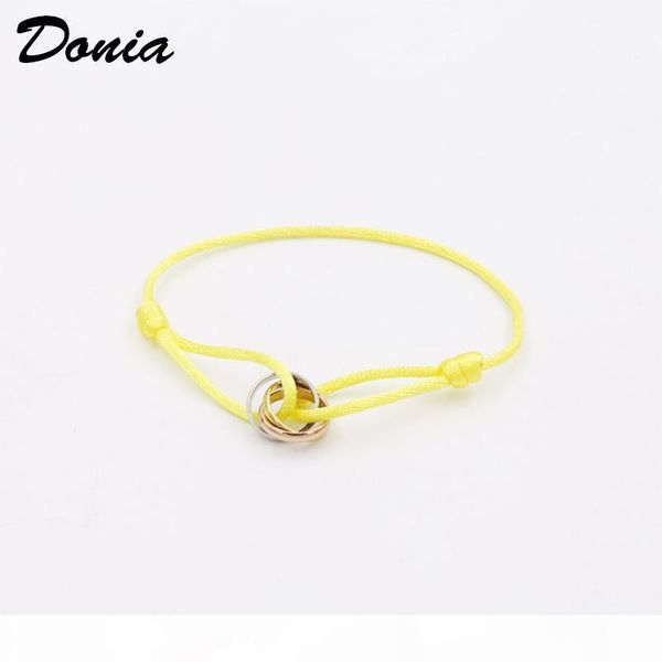 

donia jewelry luxury fashion exaggeration titanium steel three small circles multicolor rope individual geometric pattern party birt, Black