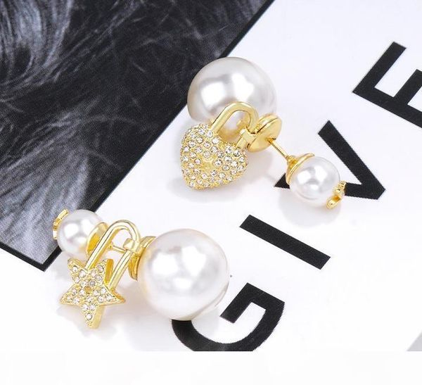 

d super love star asymmetric pearl diamond designer earrings luxury designer jewelry women earrings, Golden