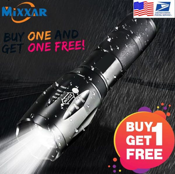 

flashlights torches ezk20 drop led super bright tactical 5 mode t6 zoomable torch lamp light(buy 1 get