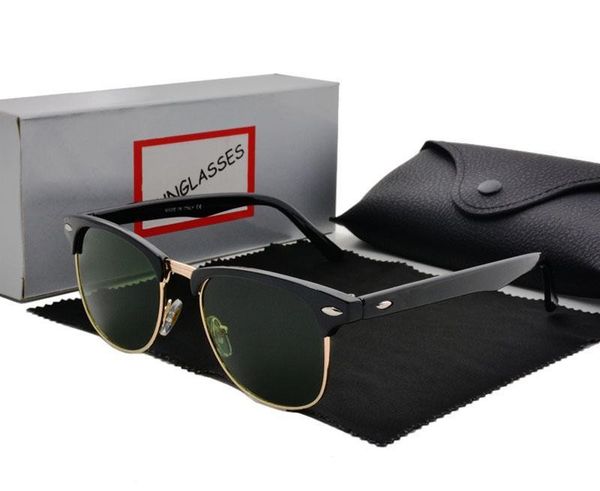 

excellent quality fashion designer sunglasses semi rimless sun glasses for mens womens gold frame green g15 glass lenses with cases and box