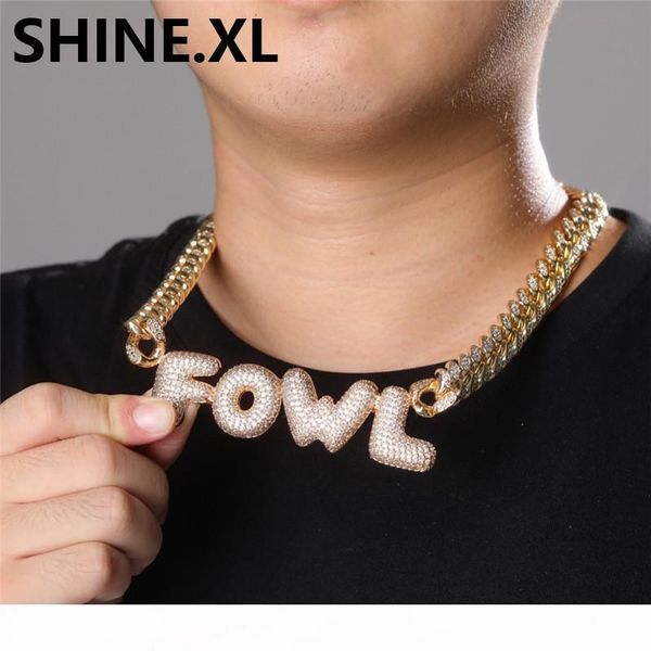 

18k gold iced out пользовательские письмо имя с кубинской звену цепи для мужчин diy подарок рождественский подарок, Silver