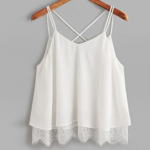 

20 women lace vest sleeveless casual tank summer t shirt streetwear vintage blusas femininas de verao 2020, White