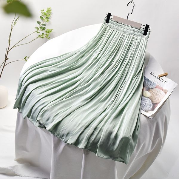 

2020 summer new matte mid-length women's high waist long skirt pocket all-match elegant long skirt, Black
