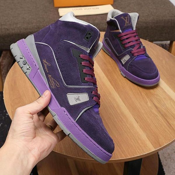 

luxury mens shoes fashion boots sneakers outdoor sports lace -up design with origin box breathable trainer sneaker mid -mens shoes f, Black