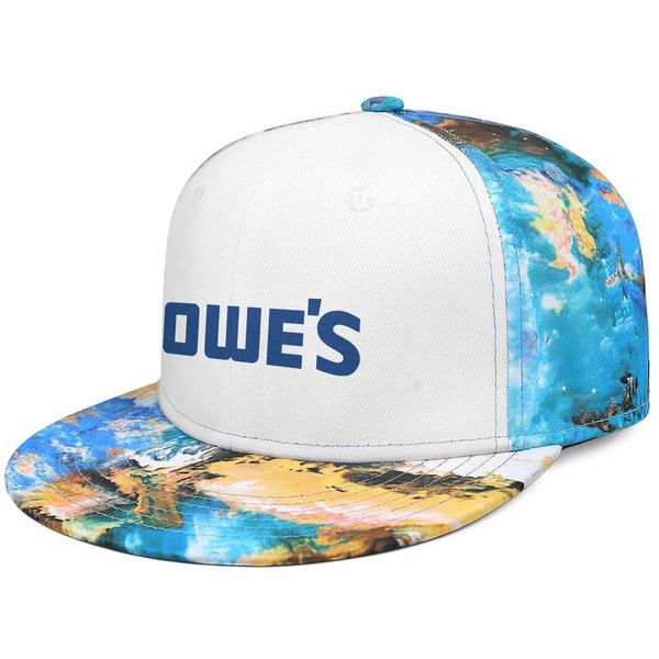 

lowe's improvement blue font logo flat brim baseball cap cool fashion trucker hats lowe's coconut tree series black side on white, Blue;gray