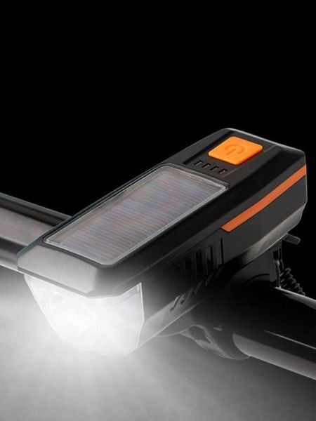 

portable lanterns bicycle headlight waterproof rechargeable solar usb light with horn 3 lighting modes floodlight for rain fog conditions