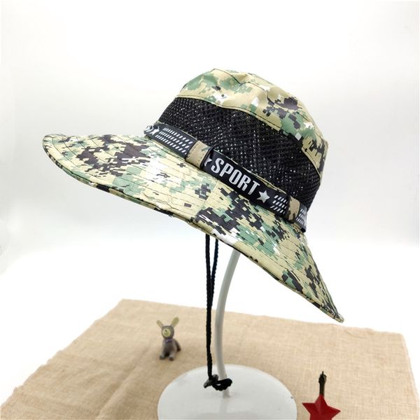 

665p6 sun summer men's outdoor sunscreen cornice sunscreen mountaineering fisherman travel shopping camouflage hat sun sun-proof hat la, Blue;gray