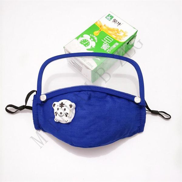 

28 designs children face masks with breathing valve and transparent eye shield cloth anti dust fog fashion mouth mask face shield dwf745