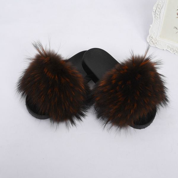 

jancoco енот крытый wide пушистый слайды с женщинами сандалии fur, Black