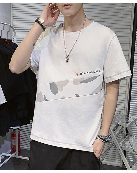 

short sleeve designer clothing youth patchwork casual mens t-shirts summer letter print cool men o-neck, White;black