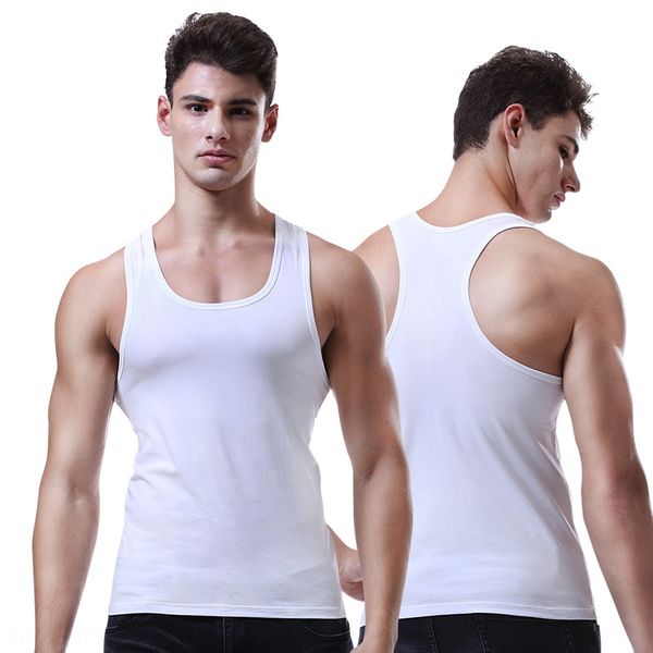 

men' men' tight pure cotton sports slim vest vestfit fitness hurdle bottoming stretch i-shaped vest youth summer, White;black