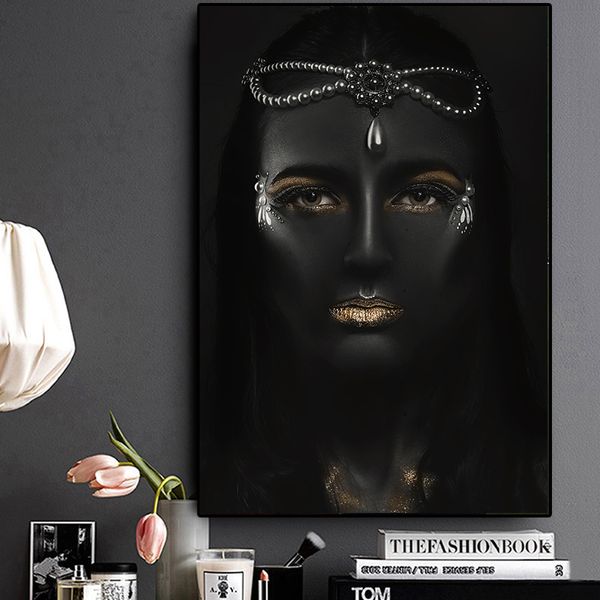 

sexy африканское искусство черный и золото обнаженная женщина картина маслом куадрос постеры и printswall art изображение для гостиной home