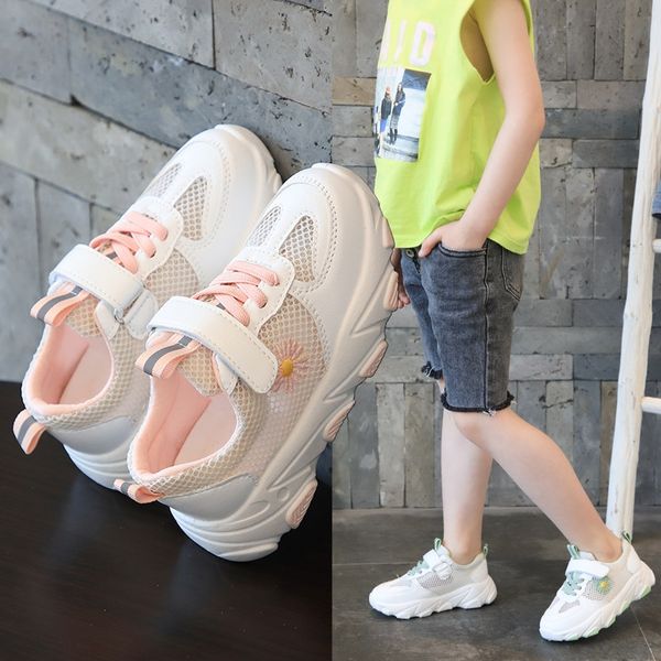 

little daisy online red girl sneakers single sports running net breathable 2020 new korean children's casual shoes running shoes, Black