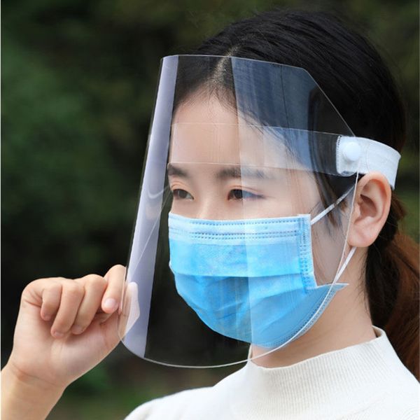 

safety face shield transparent clear full protective face mask oil-splash proof anti-fog masks men women clear eco pet face shield cover, Blue