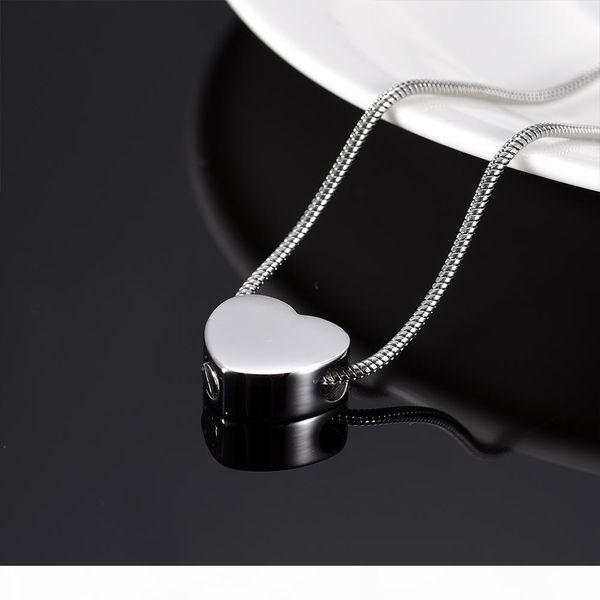 

lkj9942 blank heart urn for ashes carve funeral jewelry for pet human ashes memorial cremation urn pendant necklace, Silver