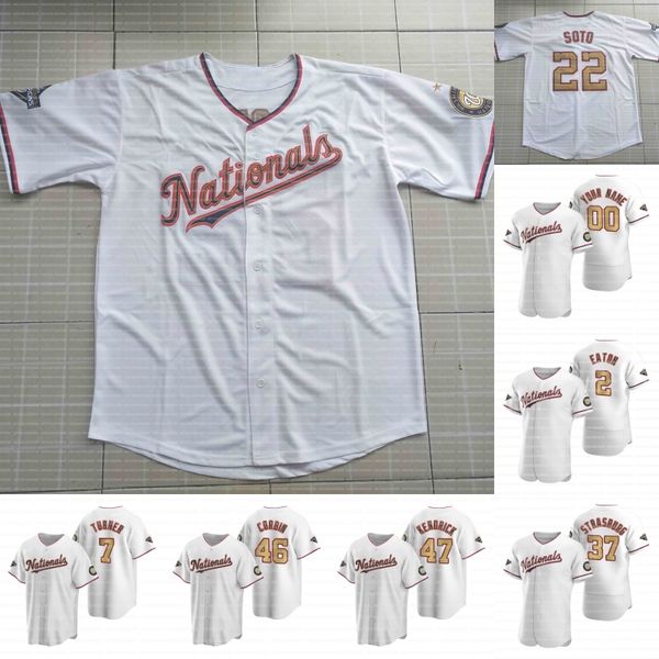 

22 juan soto washington 31 max scherzer starlin castro stephen strasburg kendrick 2020 gold jerseys adam eaton trea turner doolittle robles, Blue;black