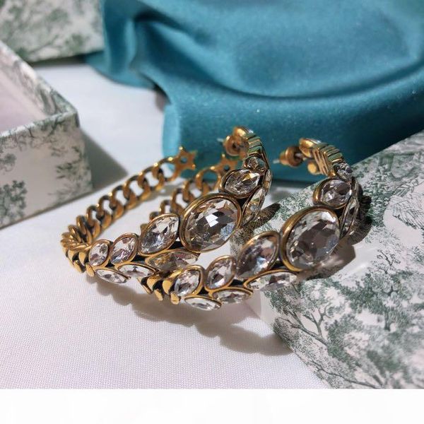 

vintage classic designer copper gold full leaf crystal round loop earrings for women jewelry, Golden