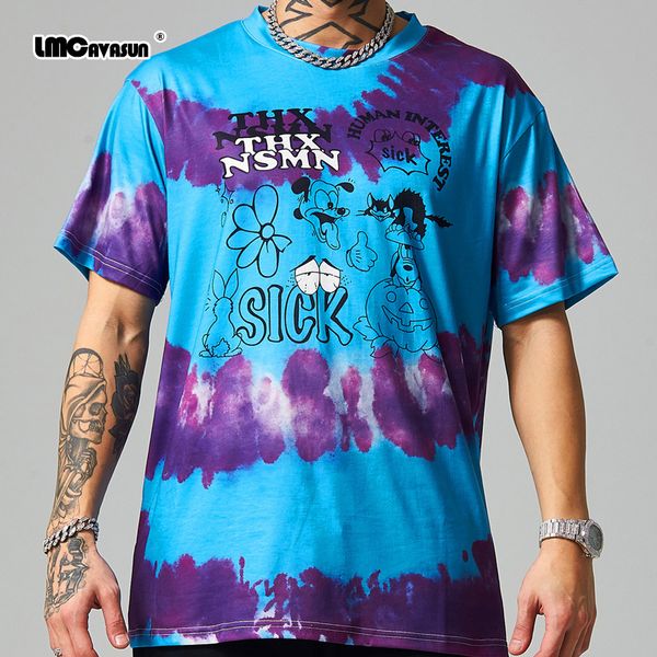 

hip-hop t-рубашки мужские мультфильм аниме уличной печати галстук краситель футболки топ непостоянные галстук-краситель мужские с коротким р, White;black