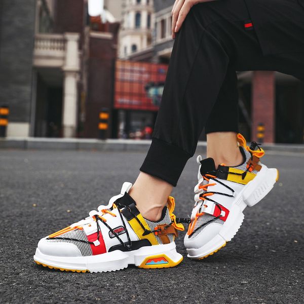 

men's mesh color matching sneakers men's casual shoes comfortable breathable walking shoes tenis feminino zapatos, Black