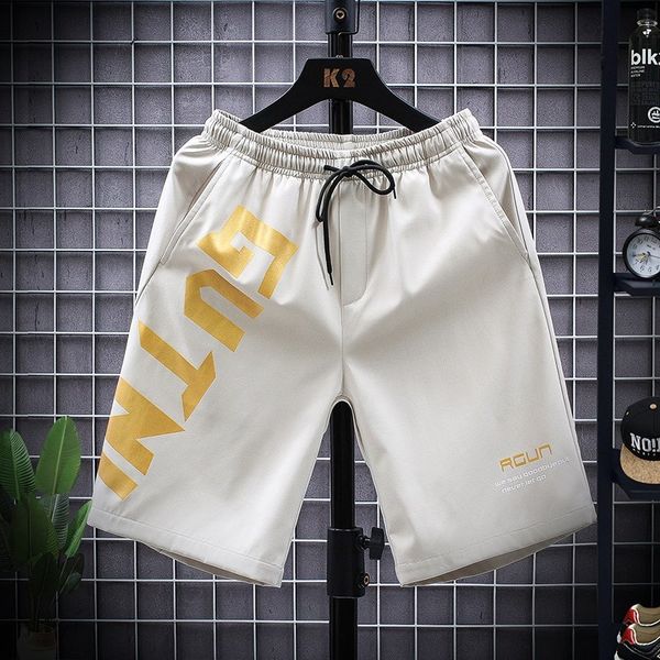 

men's shorts 2021 fashion solid color letter five-point pants 937, White;black