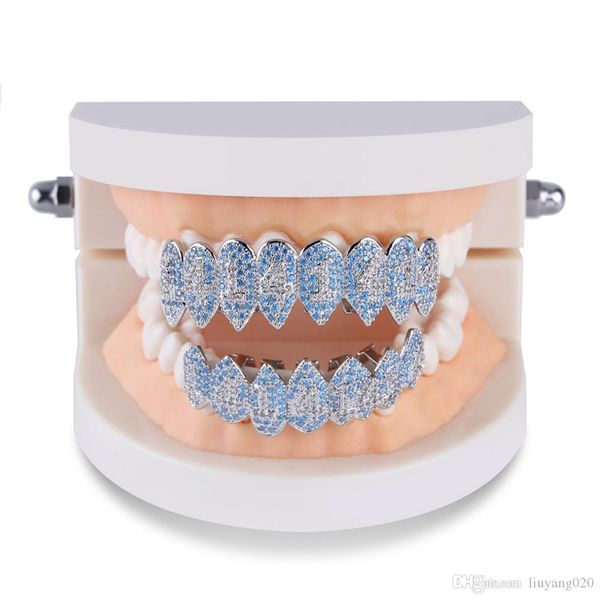

silver color iced out 1414 gold grillz crystal jewelry accessories bottom grills teeth body jewelry hip hop bling cubic zircon, Black