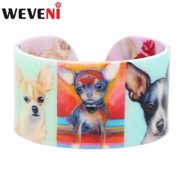 

weveni plastic lovely chihuahua dog bangles bracelets fashion craft jewelry for women girl ladies novelty accessories pet, Black
