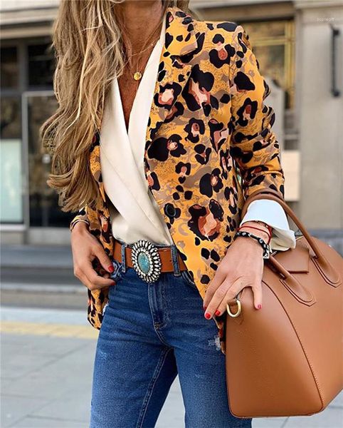 

designer one button coats v neck cardigan leopard womens blazers spring autumn slim casual long sleeve coats ol style brief, White;black