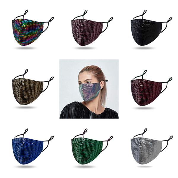 

fashion ear clip protective flash silver washable breathe windproof reuse face mask elastic dustproof ultraviolet-proof adjustable mask