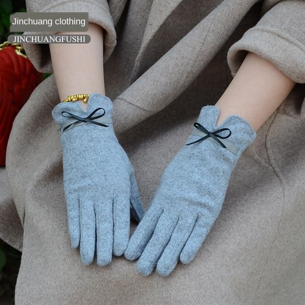 

autumn anti-season women' touch screen thin warm korean all-match clothing simple warm and gloves cashmere gloves, Blue;gray
