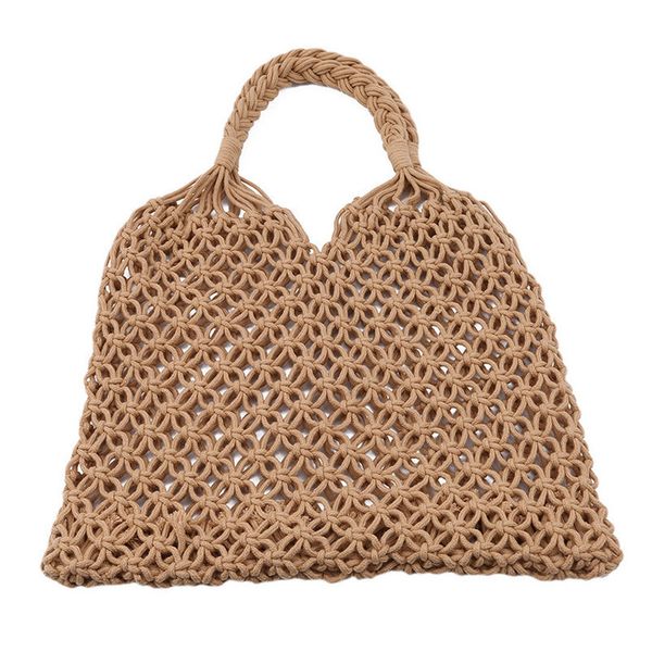 

fashion hollow straw bag woven bag forest cotton fabric female mesh weaving tie buckle reticulate net shoulder bag beach holiday bags