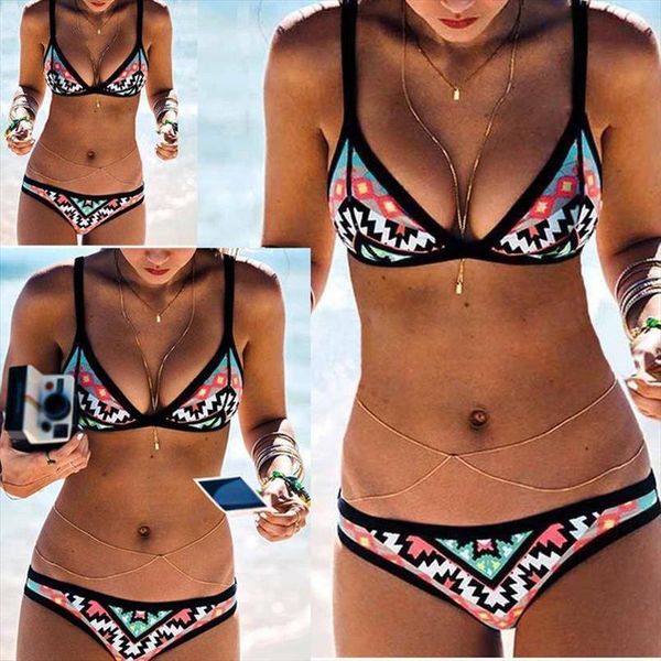 

2020 selling womens swimwear bikinis set bandeau triangle push up padded swimsuit women bikinis beachwear print beach outwear, White;black