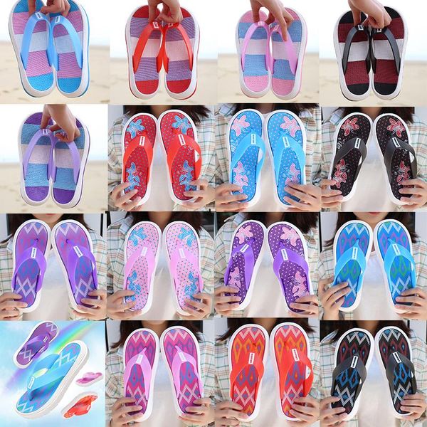 

15 styles rubber sandals floral starry sky ladies fashion slippers red white gear bottoms flip flops womens slides casual flats slippers, Black