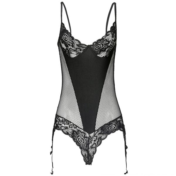 

pajamas sling suspender women's mesh pajamas jumpsuit sling underwear suspender jumpsuit mesh women's underwear, Black;white