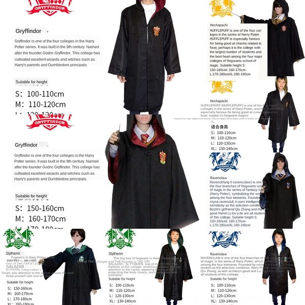 

harry potter magic robe harry gryffindor halloween cosplay cloak cloak school uniform performance uniform, Black;red