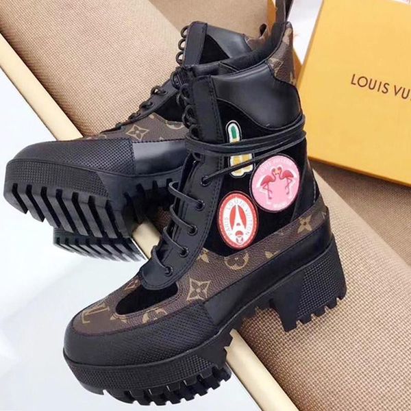 

new arrival laureate platform desert boot women shoes outdoor walking comfortable luxury leather shoes lace -up casual fashion women boots, Black