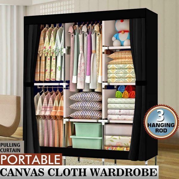 

71" portable closet wardrobe clothes rack large storage space home organizer