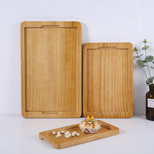 

wooden pallet multi-size round rectangle japanese pine tray tableware tea set food storage tray ins style household products