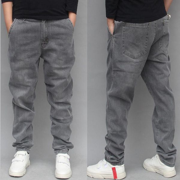 

men's trousers loose baggyapered harem jeans hip-hop pants gray denim jeans man clothing four seasons, Blue