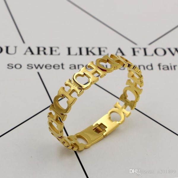 

Fashion CH letter Bracelet Skeleton Bracelet Titanium Steel Plated 18K Rose Gold Jewelry
