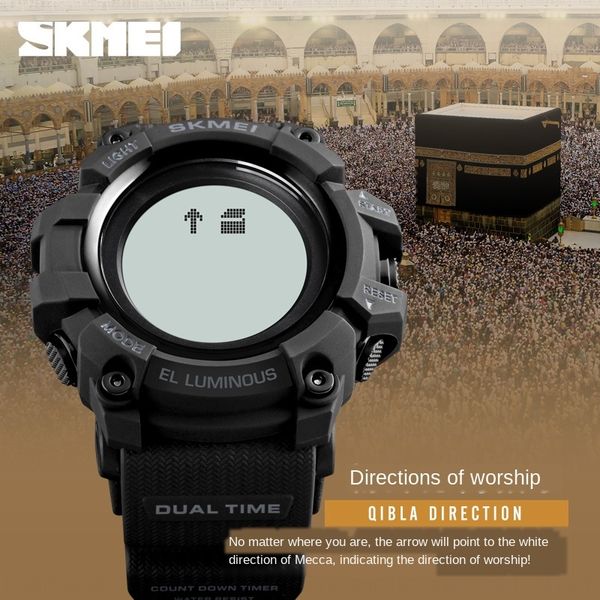 

shikemei 1680 islamic muslim bookmark multifunctional prayer direction compass watch compass indication worship watch, Blue
