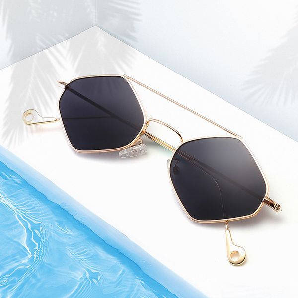 

big vintage polygon sunglasses female 2019 octagon tinted clear sun glasses for women men metal frame punk sunglasses uv400 fml, White;black