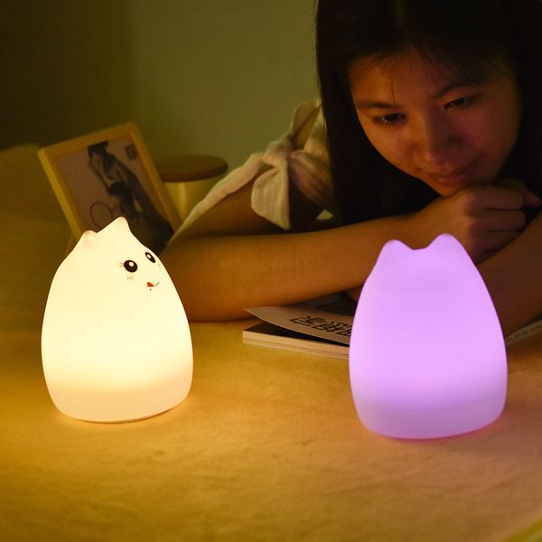 

colorful silicone animal light usb rechargeable night light bedroom living room small table lamp led energy-saving sensor