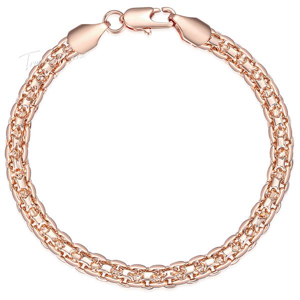 

4.5mm women's bracelet 585 rose gold color braided weaving bismark link bracelet for women men 18-23cm gb422, Black